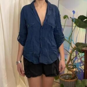 J.Crew navy blue cotton button up size 4